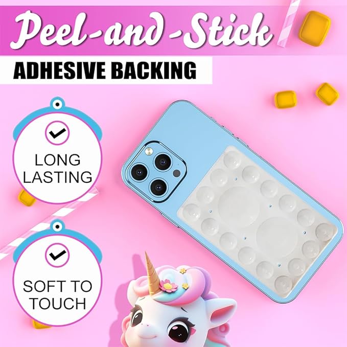 Silicone Suction Phone Holder Mount, Adhesive Accessory for iPhone and Android, Hands-Free Mirror Shower Holder for TikTok Videos and Selfies (Transparent, Single Sided)