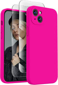 FireNova Designed for iPhone 13 Case, Silicone Upgraded [Camera Protection] Phone Case with [2 Screen Protectors], Soft Anti-Scratch Microfiber Lining Inside, 6.1 inch, Hot Pink