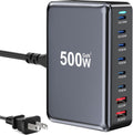 500W USB C Fast Charger Block, 8 Port USB Charging Station, GaN Ⅲ Pro Double 100W PD PPS Port Fast Charging Station for Multiple Devices,Laptop Wall Charger Compatible with MacBook, iPhone 17,iPad etc