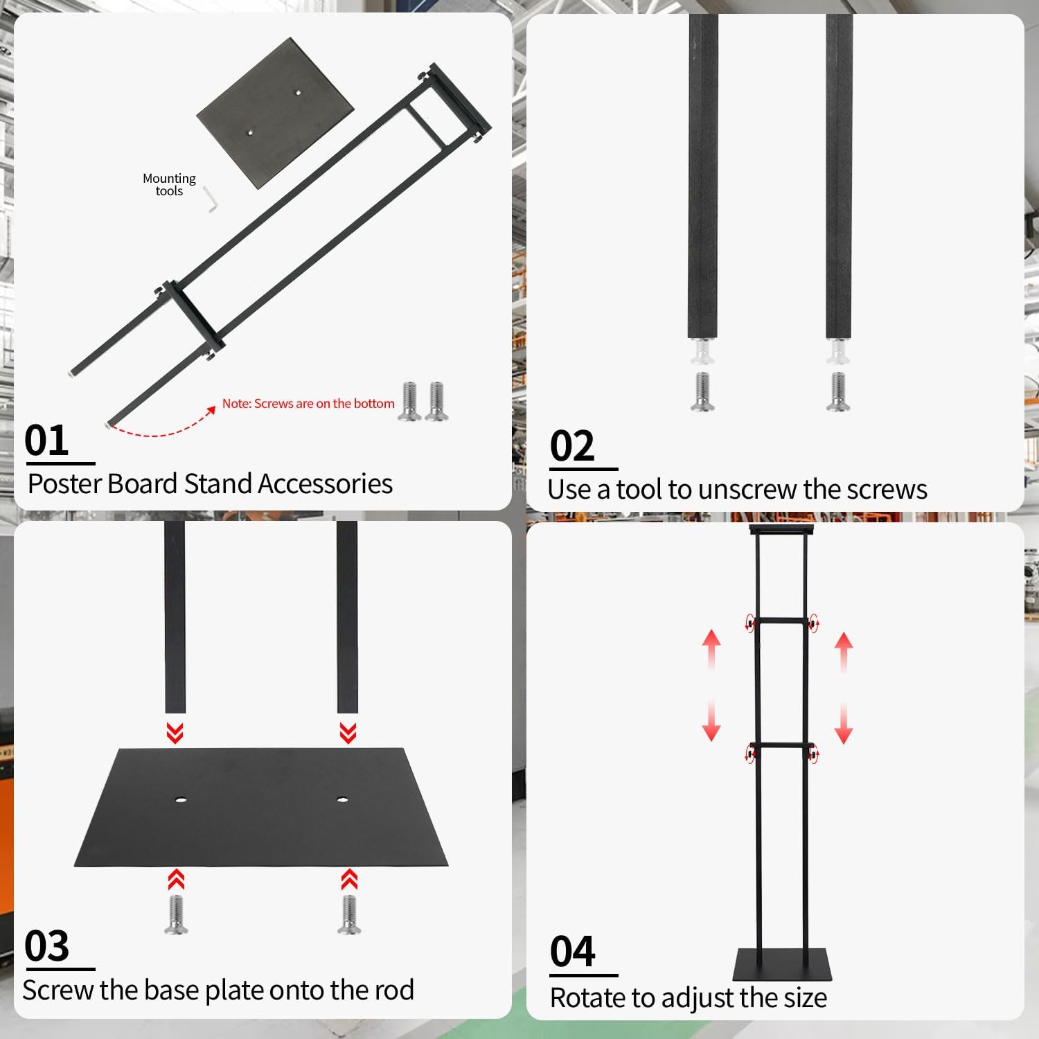 Poster Board Stand for Display, Sign Holder Stand with Heavy Duty Pedestal Poster Stand, Adjustable Banner Stand, Height Up to 80 inch, Double-Sided Foam Board Stand for Business Advertising (1 Pack)