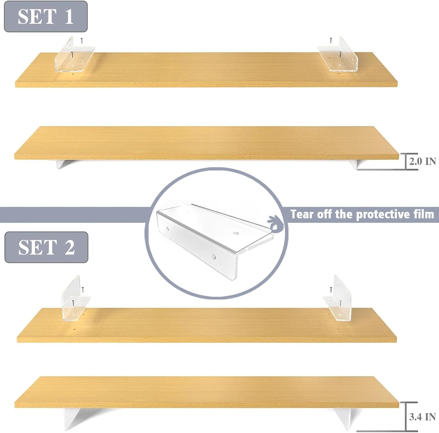 Crystal Clear Acrylic Monitor Stand,Leg levitating design Height Adjustable,Dual Monitor Riser Shelf Organizer for Desk、Home Office、Printer、TV Screen、Keyboard Storage (Nature)