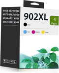 902XL Ink Cartridges Use for HP Printers OfficeJet Pro 6950, 6960 Series OfficeJet Pro 6960, 6970 Series T0A39AN 4-Pack (902XLBK 902CMY)