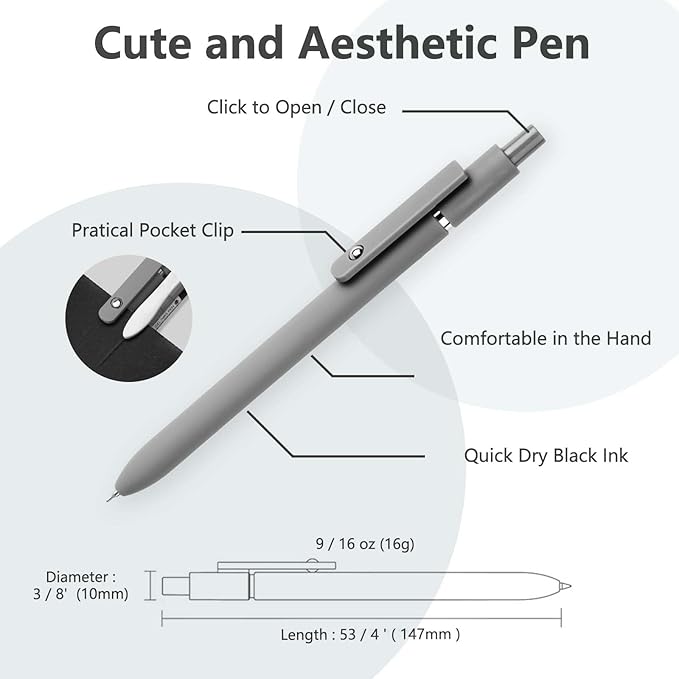 MIUTME 6Pcs Gel Pens, Retractable Gel Pens Quick Dry Ink Pens Fine Point Premium Smooth Writing Pens, Aesthetic Pens for School & Office Supplies