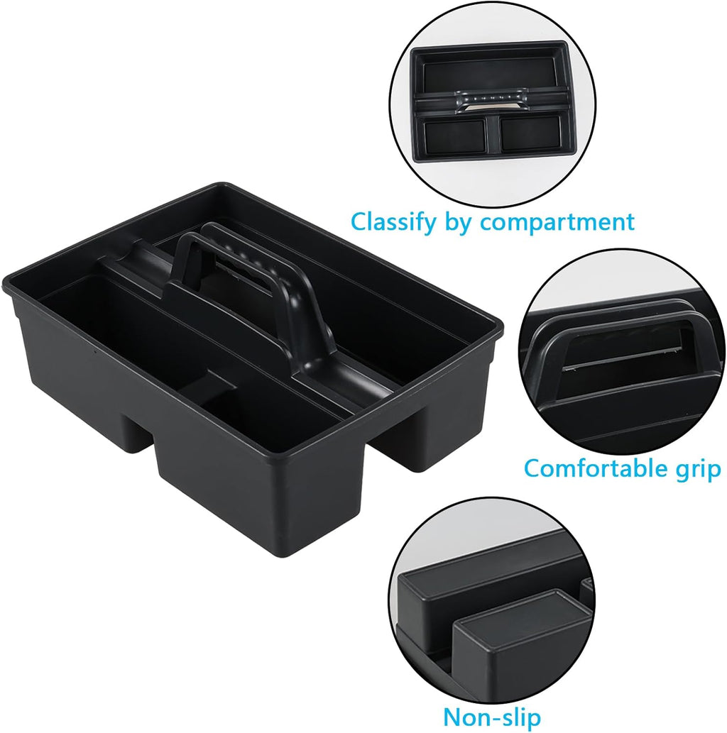 4-Pack Plastic Cleaning Caddy with Handle, Cleaning Caddy Tote, Grey, 15.19" x 10.78" x 4.52"