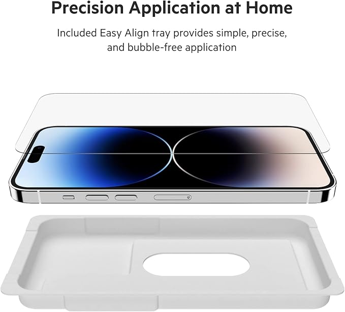 Belkin UltraGlass iPhone 14 Pro Max Screen Protector - Easy Application with Installation Guide Tray - Tempered Glass Screen Protector Compatible with iPhone 14 Pro Max Cases - 9H Hardness Tested