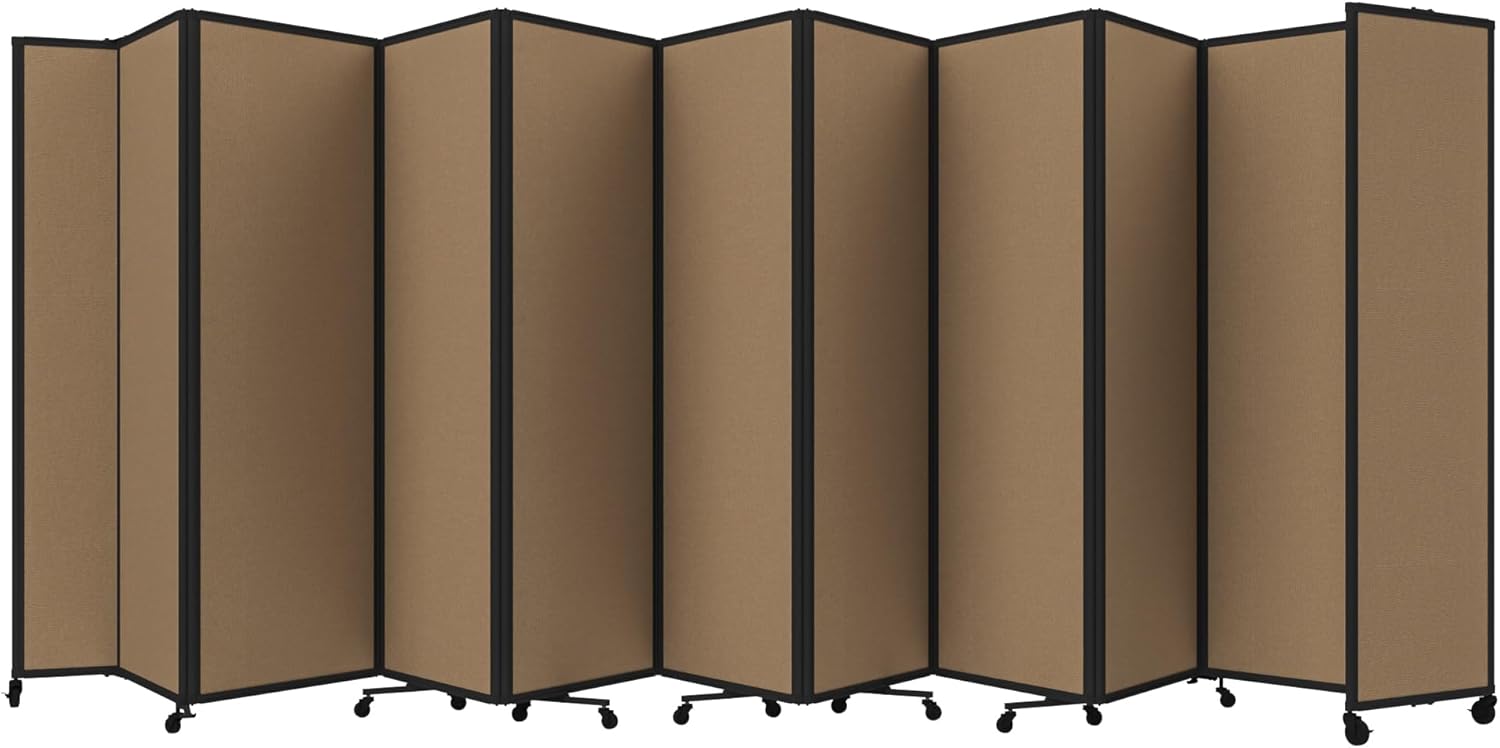 Versare Room Divider 360 Portable Wall Partition | Folding Panels | Large Freestanding Divider | Locking Wheels | Temporary Room Separator