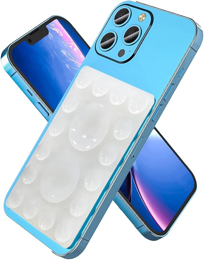 Silicone Suction Phone Holder Mount, Adhesive Accessory for iPhone and Android, Hands-Free Mirror Shower Holder for TikTok Videos and Selfies (Transparent, Single Sided)