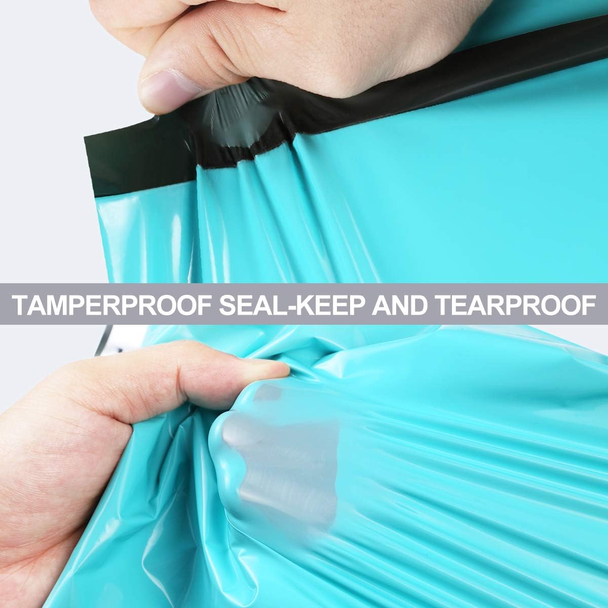 UCGOU 100 Pack Teal Poly Mailers Variety Size Pack, 10x13 Inch & 12x15.5 Inch & 14.5x19 Inch &19x24 Inch, 25 PCS Each Shipping Bag, Self-sealing Adhesive Mailers Assorted Sizes for Small Business