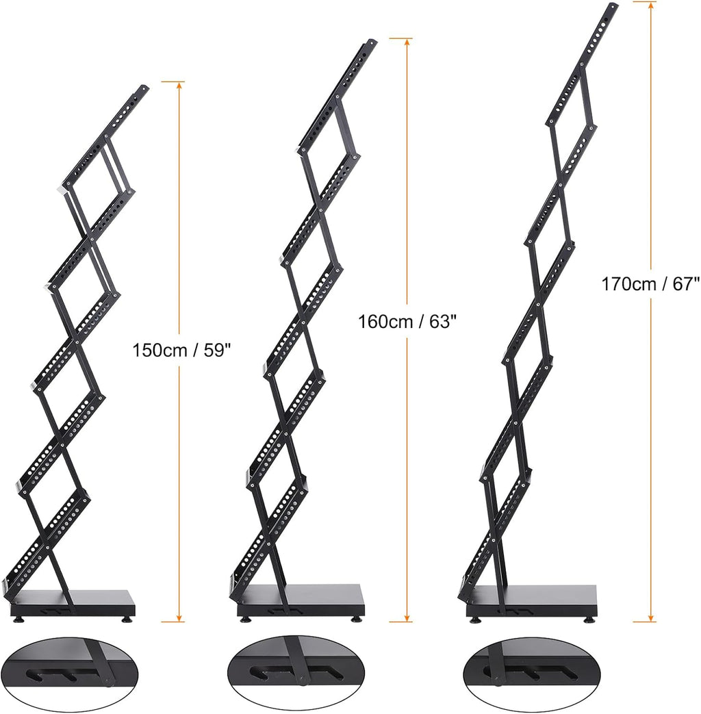 PATIKIL Foldable Magazine Display Racks Floor Standing 5 Layers Brochure Stand Catalog Literature Holder with Wheels for Hotel, Exhibition, Trade Show, Office