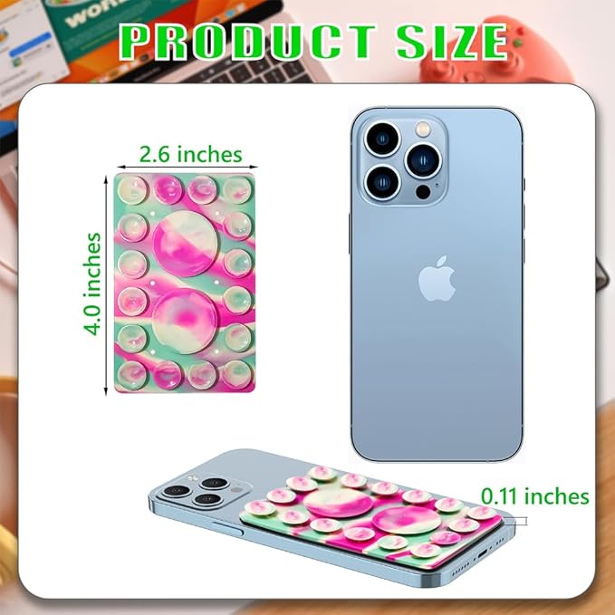 Silicone Suction Phone Holder Mount,Silicon Adhesive Phone Accessory for iPhone and Android, Hands-Free Mirror Shower Phone Holder,TikTok Videos and Selfies (Multicolor, Single Sided)