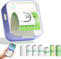 Label Maker Machine, HD Mini Sticker Printer with 7 Rolls Paper, Portable Thermal Print Pod Supports 12-57mm Papers, Bluetooth Pocket Printer for Home, Kitchen, School,Compatible Phone&Tablet (Purple)