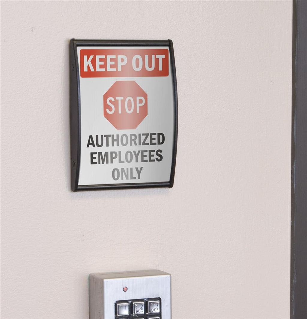 Wall/Door Signs for Wall Mount Holds 4 x 5.625 Inches Graphics, Front-Loading Name Plate Holder with Double-Sided Tape for Installation, Black, Aluminum (WCSBK64) -Set of 5