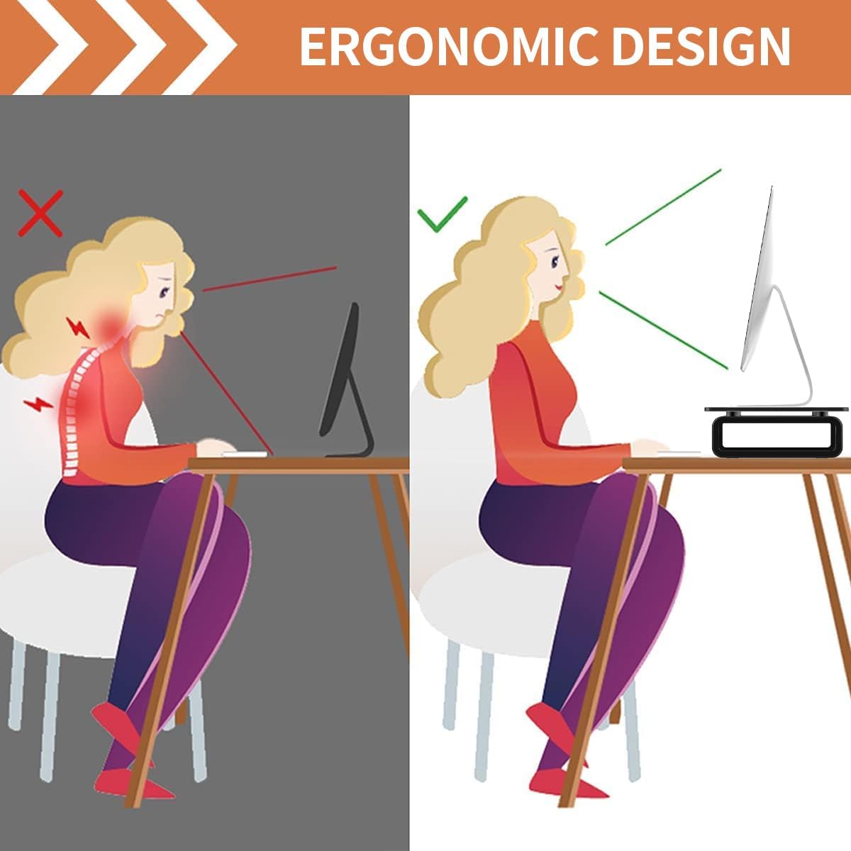 Hemudu Computer Monitor Stand Riser Multi Media Desktop Stand for Flat Screen LCD LED TV, Laptop/Notebook, with Tempered Glass and Metal Legs, Black HD02B-001U