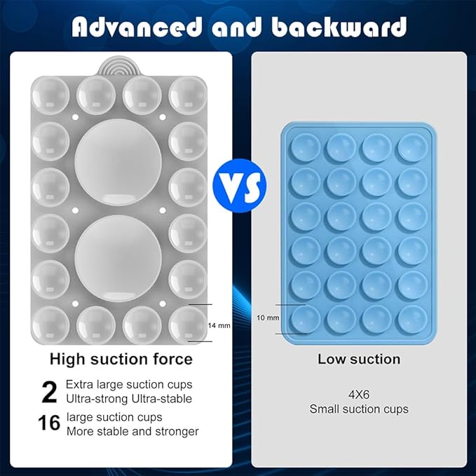 Silicone Suction Mount, Silicon Adhesive Phone Accessory for iPhone and Android, Hands-Free Mirror Shower Phone Holder, TikTok Videos and Selfies (Light Gray 2Pack, Double Sided)