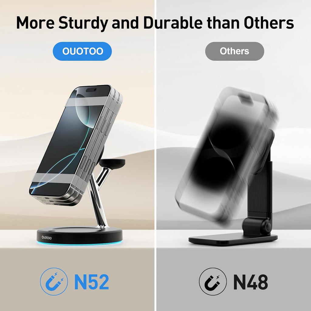 2025 3 in 1 Charging Station Compatible with Mag-safe Charger Wireless Charger Stand for iPhone 17 16 15 14 13 12 Series Wireless Charging Station for AirPods Wireless Charging Stand for iWatch Series