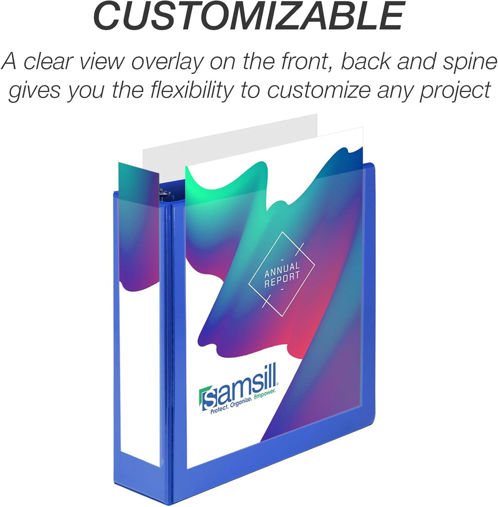 Samsill 3 Inch 3 Ring Binder, Made in USA, Economy Round Ring, Clear View Cover, 550 Sheet Capacity - for School, Home, Office -Dark Blue