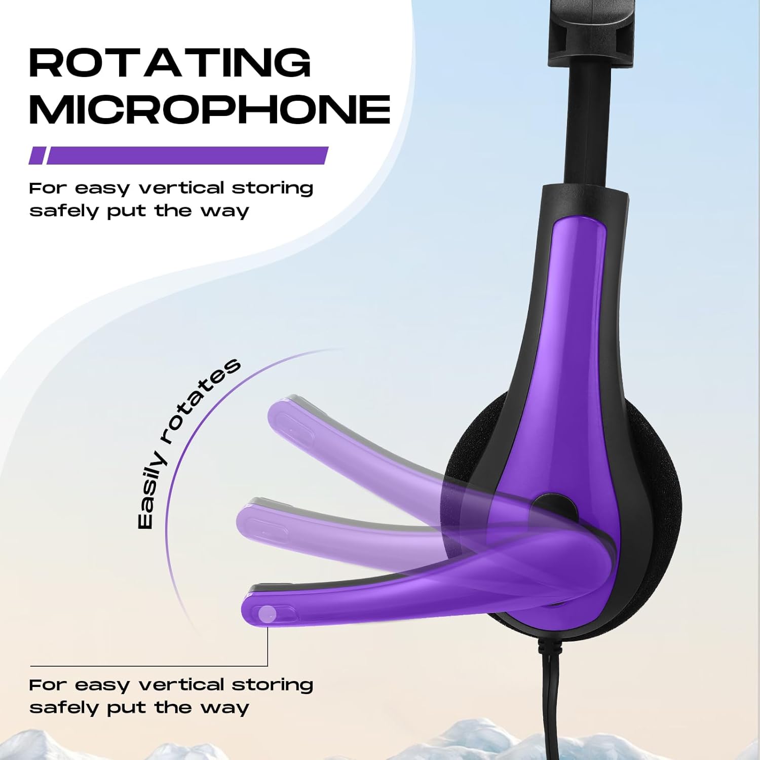 Yunsailing 20 Pack Bulk Classroom Headphones with Microphone Students Wired School Class Set Headphones for School Library Computer Office Adults 3.5 Jack Universal Plug (Purple)