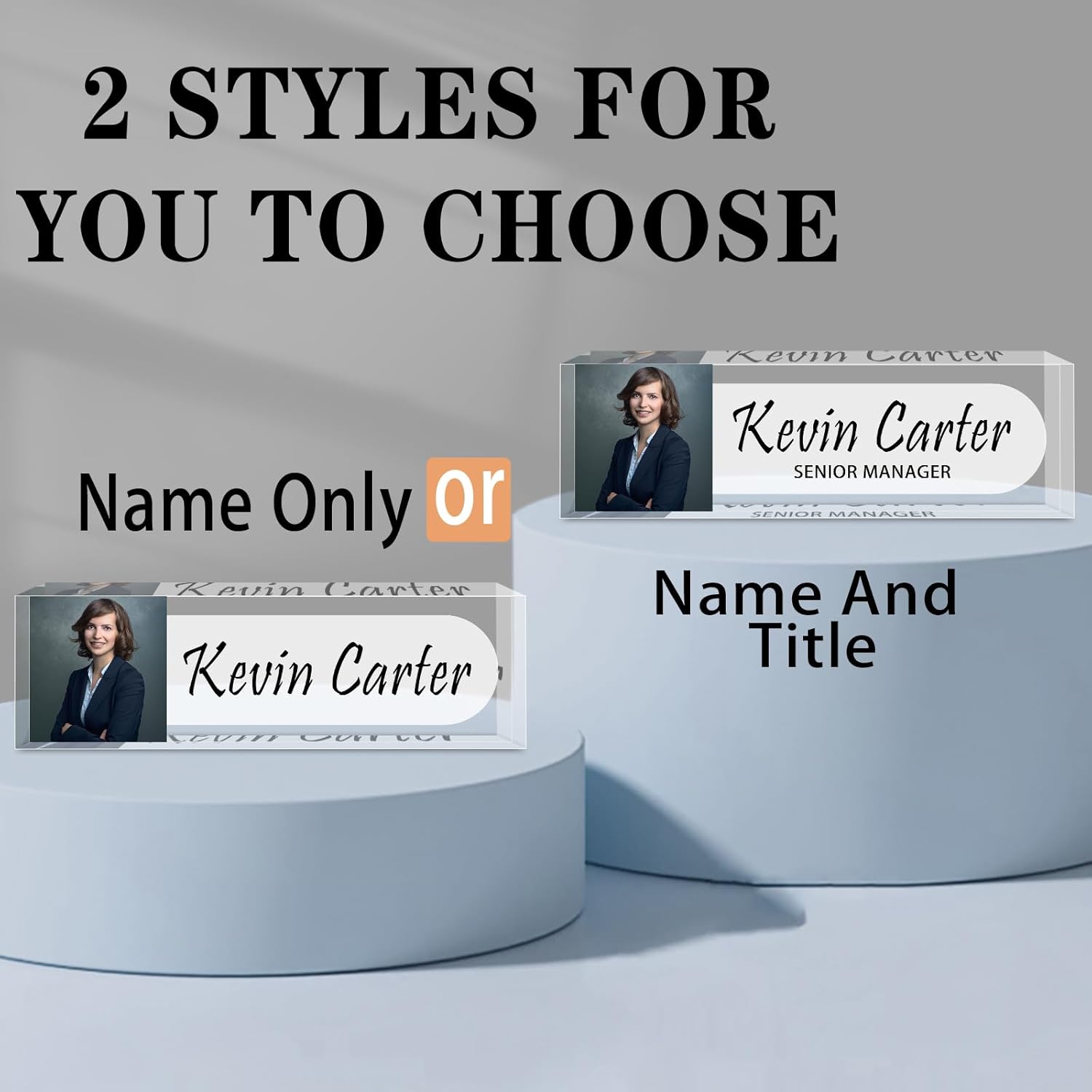 Name Plate for Desk Personalized, Acrylic Desk Decorations, Employee Appreciation Gifts, Custom Office Gifts for Coworkers, Boss, Teacher, Nurse (Photo Style)