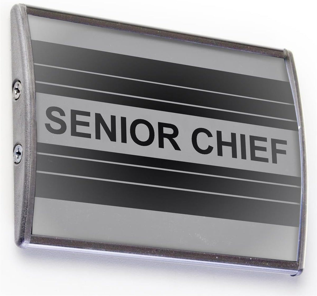 Displays2go Office Wall/Door Sign, 3.1 x 4.3 x 0.5 Inch, Silver Aluminum with Non-Glare Lens, No Tools Required - Set of Seven