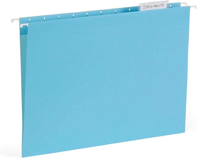 25 Blue Summit Supplies Pretty Hanging File Folders, Pastel Gem Tone Assorted Colors, Cute Hanging File Folders with Plastic Tab Inserts, Holds Letter Size Documents