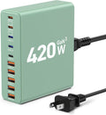 420W USB C Charger Block,10-Port Charging Station GaN Fast Charging Type C & USB A Wall Charger Adapter for MacBook Pro/Air,iPhone,iPad,Dell XPS,Samsung Galaxy(Green)