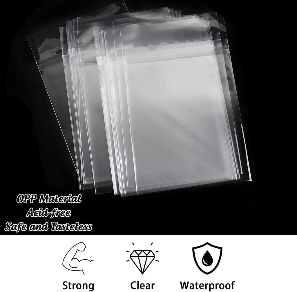 AUEAR, 5"x7" (100 Pack) Clear Plastic Sleeves - Acid Free 1.6mil Crystal Resealable Bags -Fit for 5x7 Art Prints, Photos, Cards & Envelope