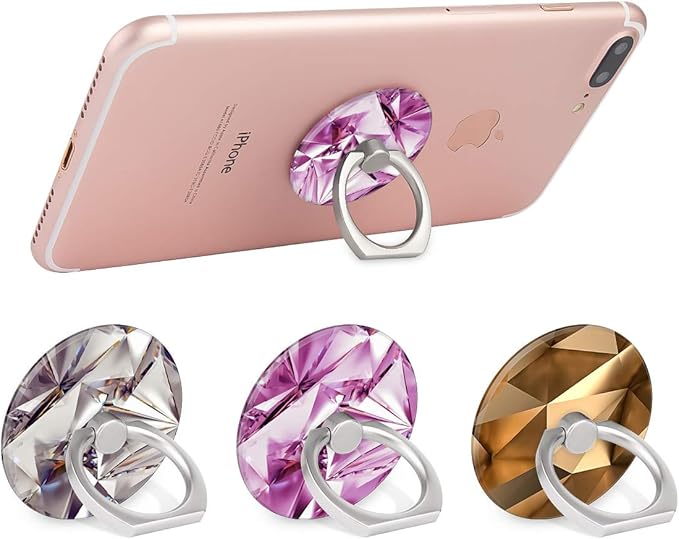 Bonoma Finger Ring Stand, 3 Pack Bling 360 Degree Rotation Phone Ring Stand Grip Holder Compatible with Smartphones and Tablets