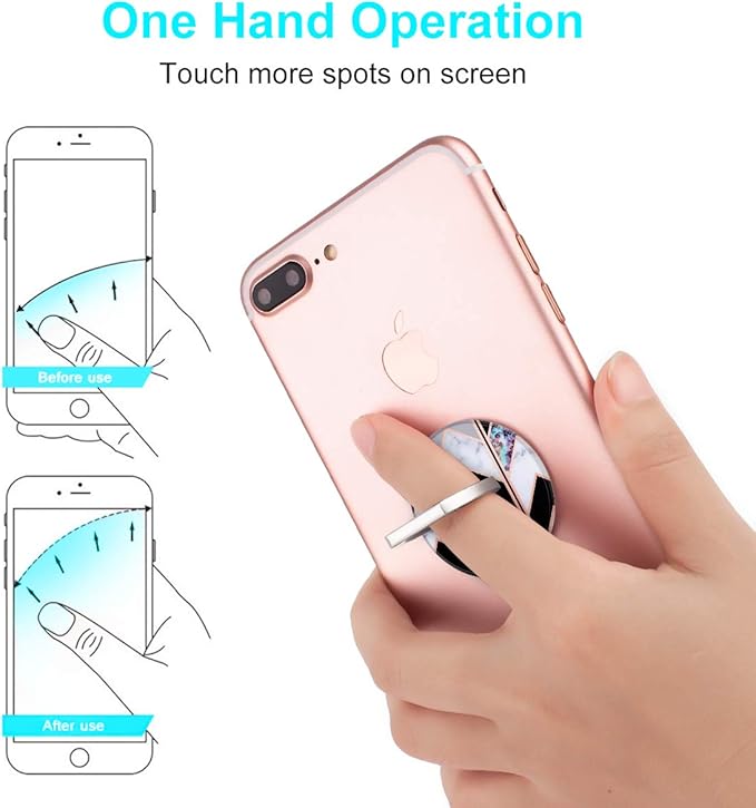 Bonoma Phone Ring Grip, 3 Pack Wave Geometric Marble 360 Degree Rotation 180 Degree Flip Finger Ring Stand Holder Compatible with Smartphones and Tablets