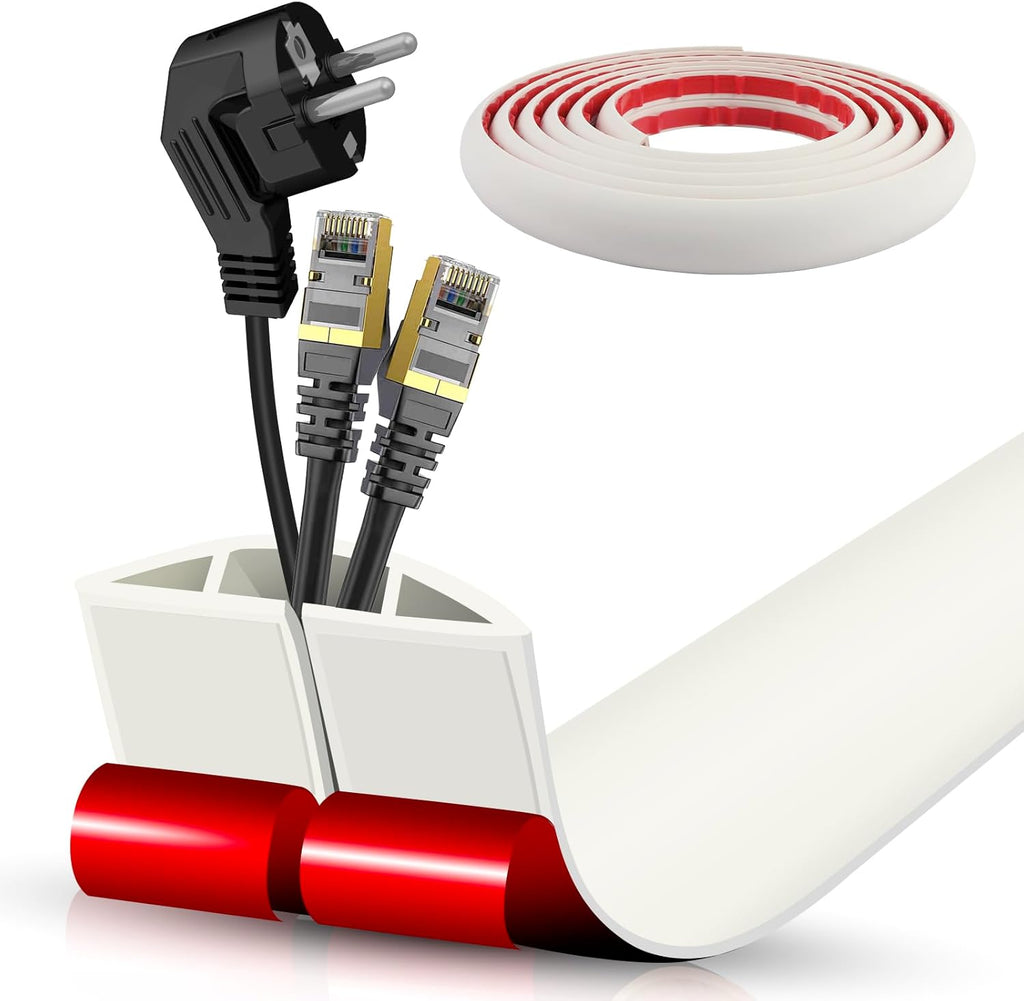 Floor Cord Cover Cable Cavity Self Adhesive Cord Hider Floor 10FT Floor Cable Management Power Cord Protector Floor Electric Cord Covers for Offices, Gym, Exhibitions (Beige, 1.57" x 10')