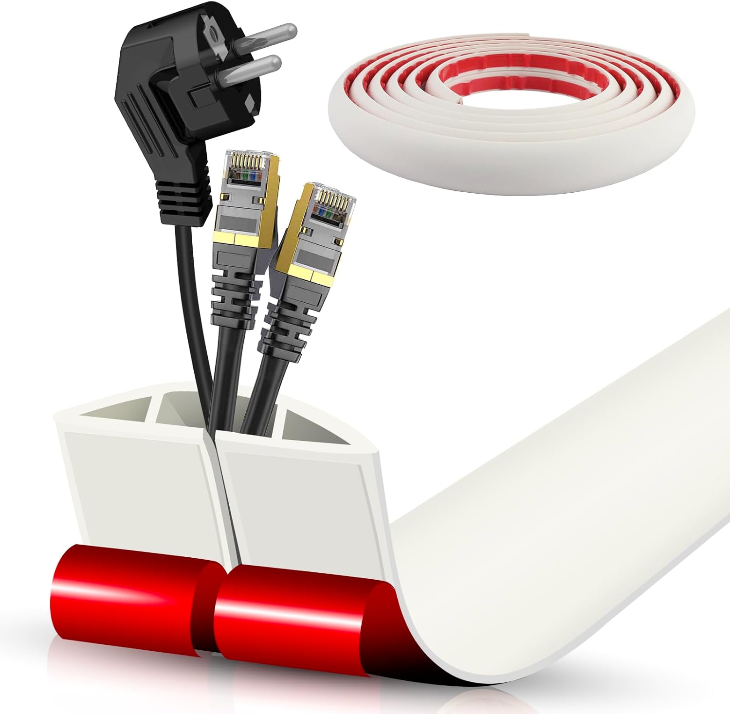 Floor Cord Cover Cable Cavity Self Adhesive Cord Hider Floor 10FT Floor Cable Management Power Cord Protector Floor Electric Cord Covers for Offices, Gym, Exhibitions (Beige, 1.57" x 10')