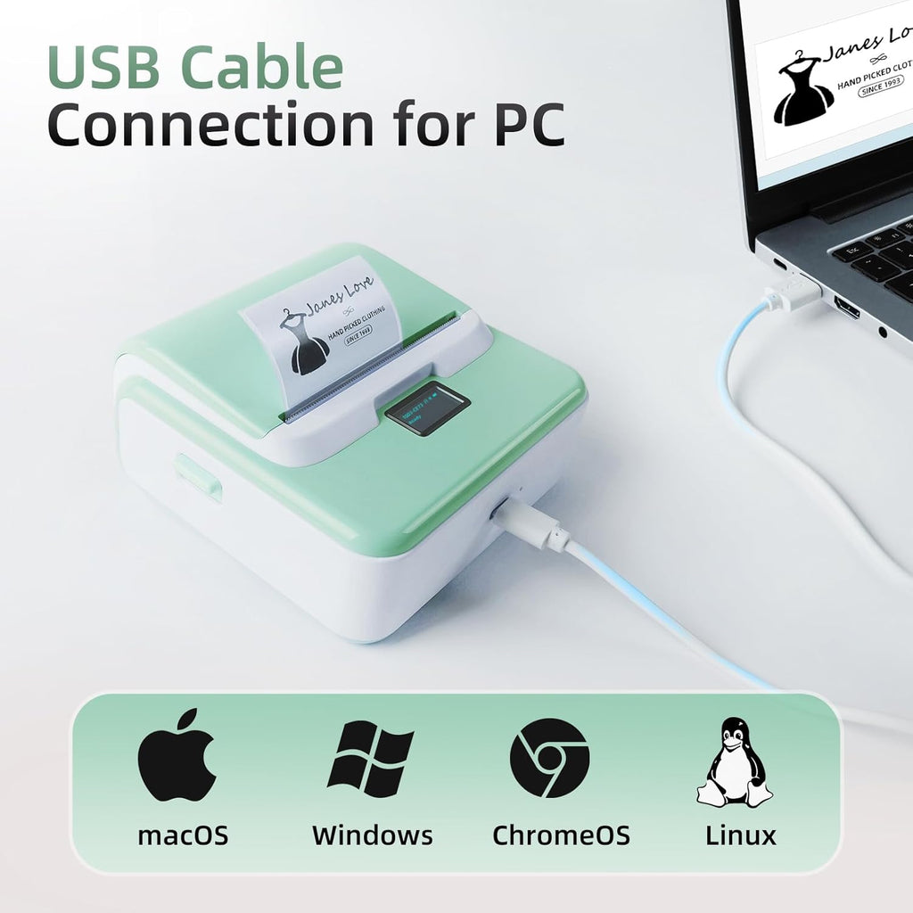 ORGSTA Label Maker Machine with Tape, T003 Thermal Label Maker, 3.15 Inch Bluetooth Label Printer Compatible with Phone & PC, Sticker Printer Barcode Thermal Maker for Small Business, Home, School