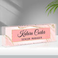 Name Plate for Desk Personalized, Acrylic Desk Decorations, Employee Appreciation Gifts, Custom Office Gifts for Coworkers, Boss, Teacher, Nurse (Pink Gold Marble)