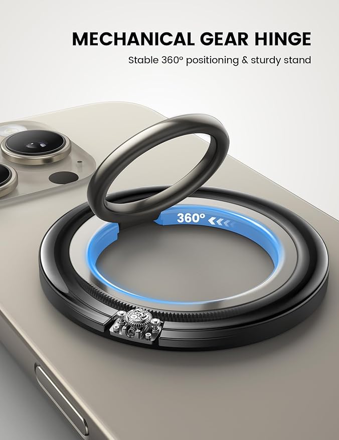 Lamicall Magnetic Phone Ring Grip for MagSafe - [4.4lbs Ultra Magnet] Finger Holder, Father's Day for Father, 360° Metal Gear Hinge Ring Stand for iPhone 16 15 14 Pro Max, Cases, Mag Safe Accessories