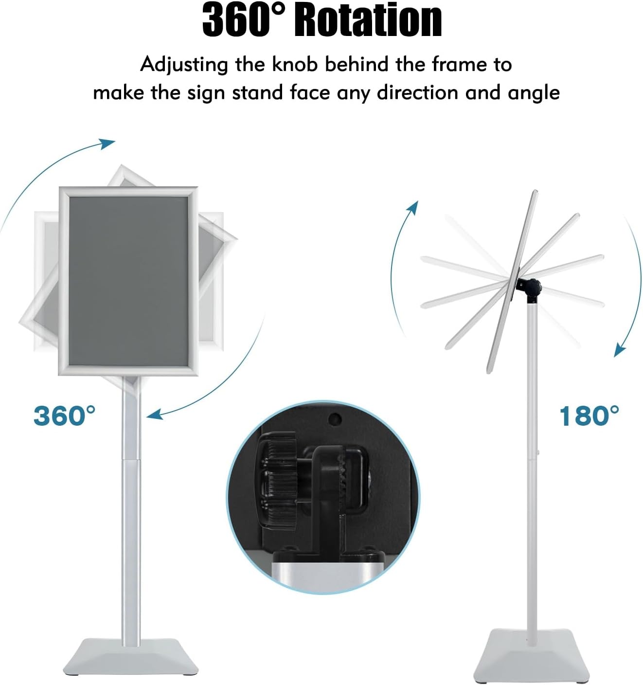 Sign Stand for Display, 11lbs Integrated Rod Heavy Duty Pedestal Floor Signage Stand Holder, for Outdoor or Indoor Advertising (8.5 x 11, Silver, 3Pack)