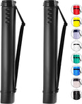 2-Pack Extendable Poster Tubes Expand from 24.5” to 40” with Shoulder Strap | Carry Documents, Blueprints, Drawings and Art | Black Portable Durable Round Storage Cases with Lids and Labels