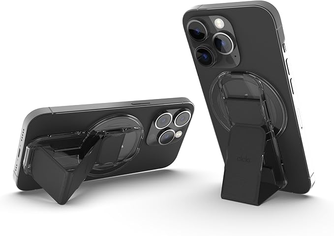 CLCKR for MagSafe Phone Grip for MagSafe Kickstand Compatible with Mag Safe Finger Loop, 3-in1 Phone Ring Holder Strap for Mag Safe iPhone 16/15/14/13/12 Series, Galaxy S25/S24/S23/S22, Pixel - Black