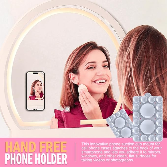 Silicone Suction Holder, Silicon Adhesive Phone Accessory for iPhone, Android and More, Hands-Free Mirror Shower Holder, TikTok Videos and Selfies (Light Blue 2Pack, Double Sided)