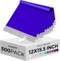 Fuxury Poly Mailers 12x15.5 Inch 500 Pcs, Bulk Shipping Bags for Clothing, Strong Adhesive Shipping Envelopes for Small Business Suppliers,Waterproof Mailers Poly Bags Mailing Envelopes Blue