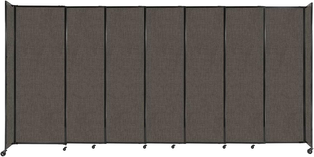 Versare Straightwall Sliding Portable Wall Partition | Freestanding Office Dividers | Locking Wheels | Temporary Room Separator | 15'6" Wide x 7'6" Tall Mocha Fabric Panels