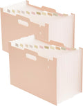 2-Piece Accordion Folder Manager, 12 Grid Expansion Pages, Portable Monthly Bill and Receipt Manager That Opens Upright, Colored Labels, School, Home, and Office letterhead/A4 Size, Pink