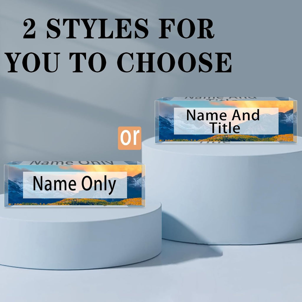 Name Plate for Desk Personalized, Acrylic Desk Decorations, Employee Appreciation Gifts, Custom Office Gifts for Coworkers, Boss, Teacher, Nurse (Landscape 02)