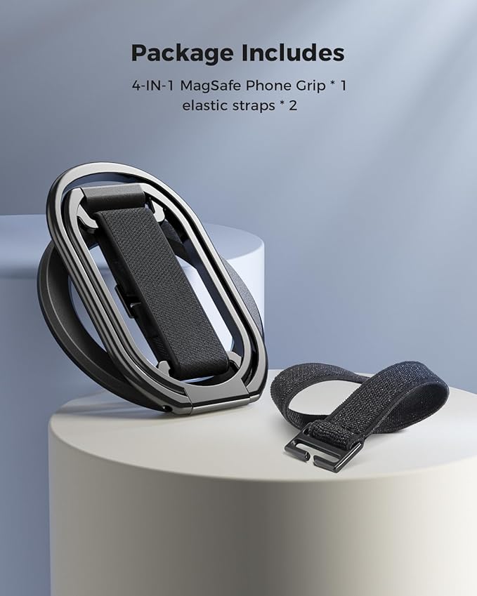 [2025 Newest] SUPERONE for MagSafe Phone Grip for MagSafe Kickstand Compatible with Mag Safe Finger Loop, 4-in-1 Phone Ring Holder Strap for Mag Safe iPhone 16/15/14/13/12 Series