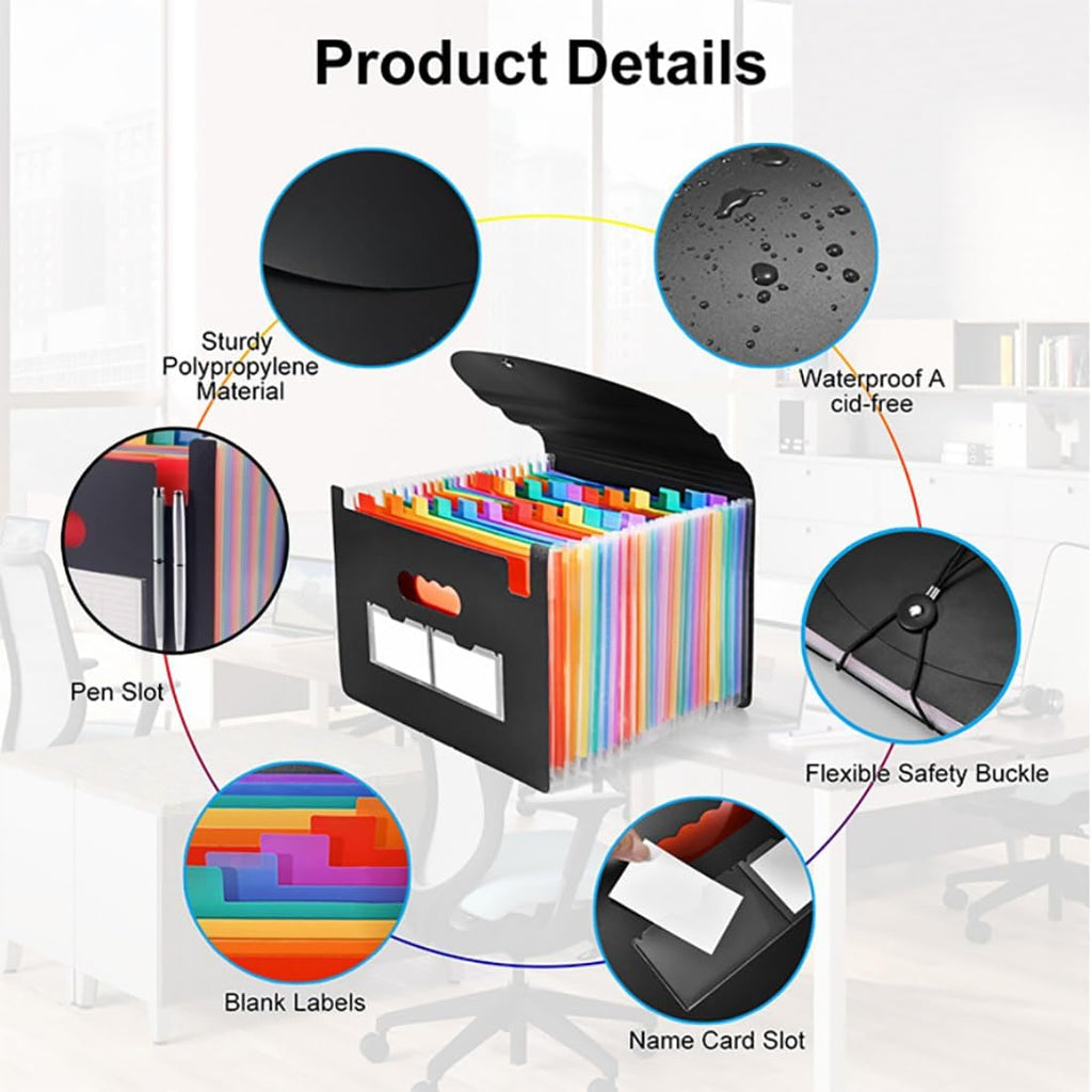 25 Pockets Accordion File Organizer 2 Packs Desktop Expanding File Folders with Colorful tabs for Paper Receipts, Bills&Taxes Organizer, Letter/A4 Size Document Holder for School, Office, Home