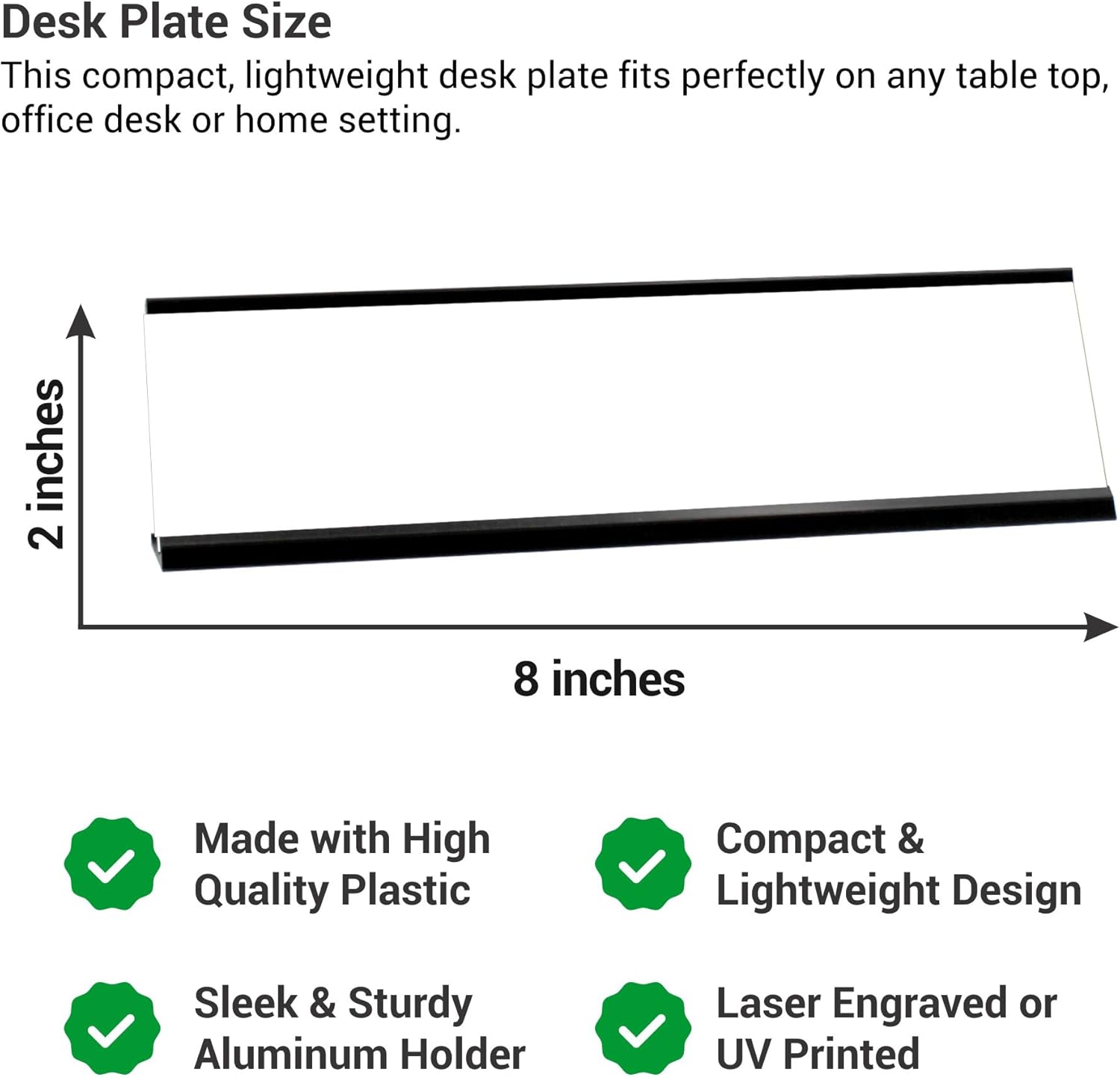 Custom Engraved Desk Plate | Personalized with your Name and Title | Perfect Decor for Office, Business, or Home | Multiple Font and Color Options | 2x8" or 2x10" (Baby Blue w/White Letters, 2x8")