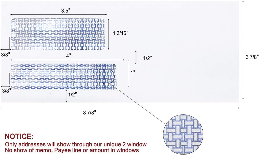 #9 Double Window Security Envelopes, HERKKA No.9 Double Window Business Envelopes Designed for Quickbooks Invoices and Business Statements - Number 9 Size 3 7/8 Inch X 8 7/8 Inch - 24 LB - 1000 Pack