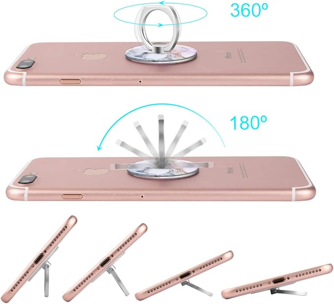 Bonoma Cell Phone Ring Holder Stand, 360 Rotation 3-Pack Universal Smartphone Ring Grip Stand Compatible with Smartphones and Tablets Marble