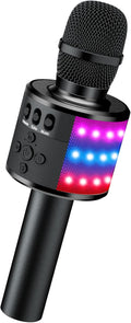 BONAOK Karaoke Microphone for Kids & Adults - Bluetooth Microphones Singing Mic with Disco Lights, Echo Effect, Built-in Speaker Portable Karaoke Player for Party Travel Gifts Q78(Black)