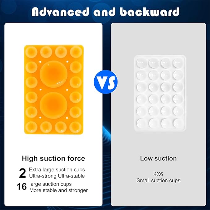 Silicone Suction Phone Holder, Adhesive Phone Accessory for iPhone & Android, Hands-Free Mirror Shower Holder, TikTok Videos & Selfies (Orange, Single Sided)