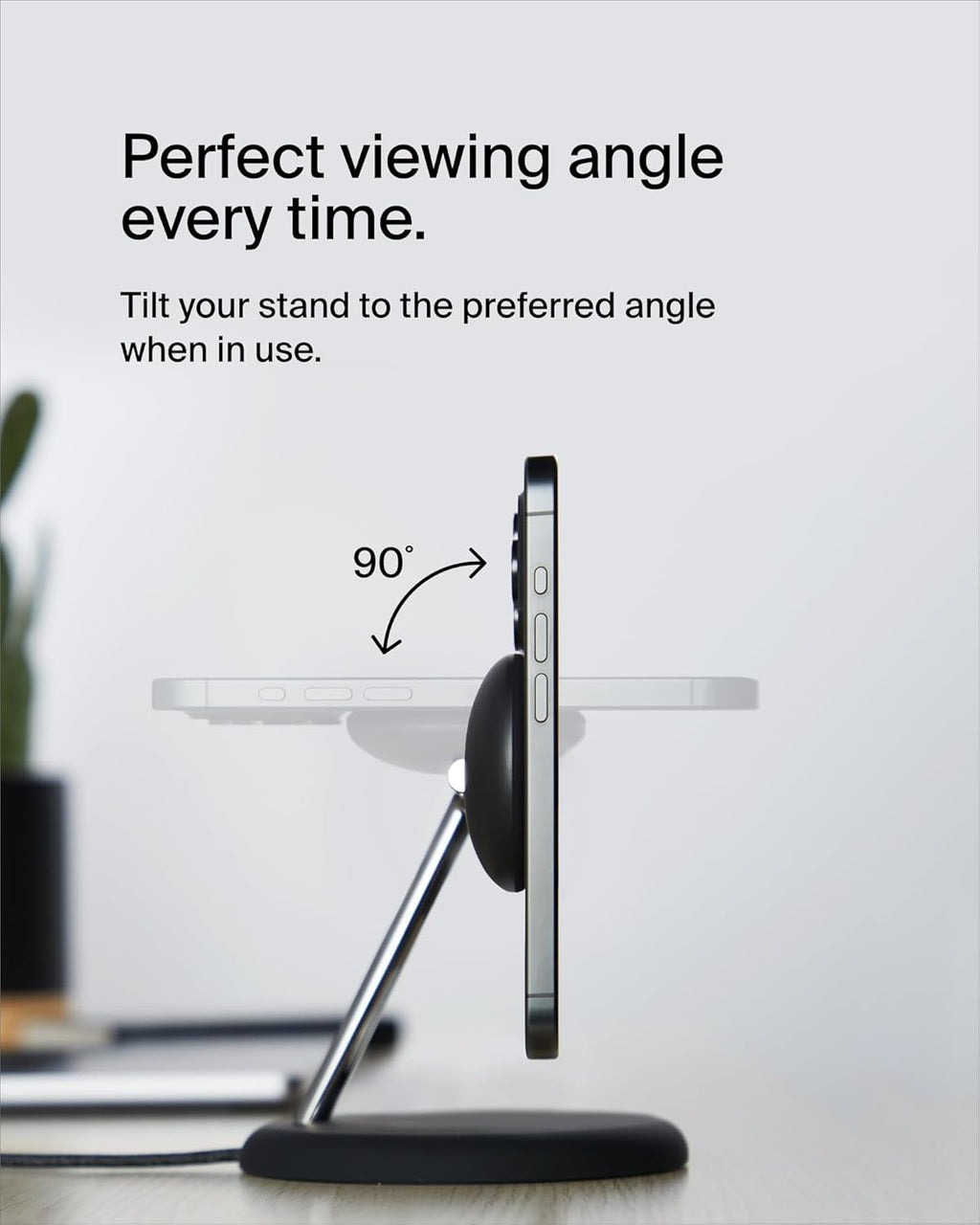 Belkin MagSafe-Compatible 3-in-1 Wireless Charger Stand 15W - Qi2-Certified Wireless Charging Station, Fast Charging of iPhone 16, AirPods, & Apple Watch - 36W Included - Black