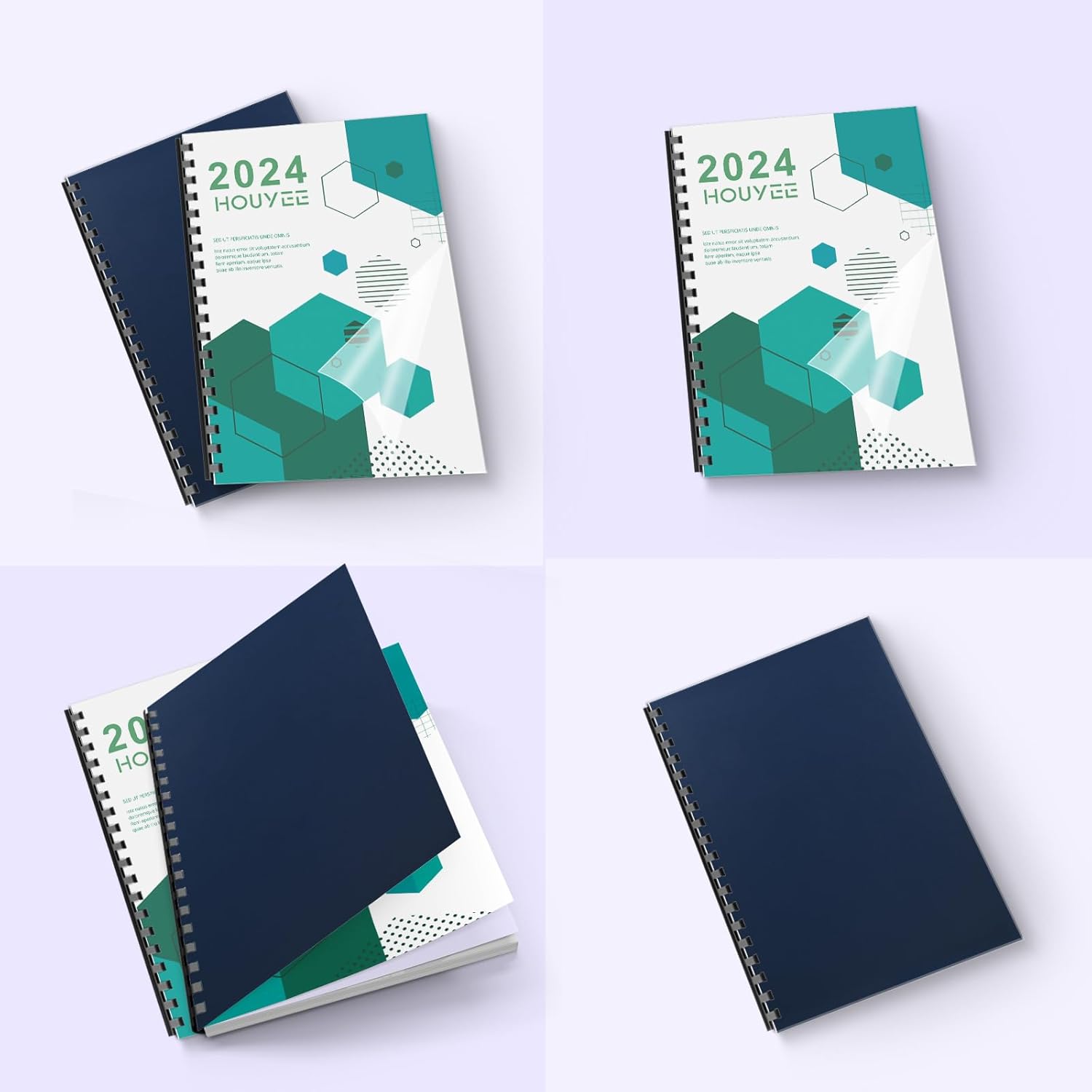 100 Pack Binding Covers Set, 8.5x11 Inches, Including 50 Pcs 12 Mil Ultra Clear PET Binding Covers, 50 Pcs 12 Mil Navy Sand Textured